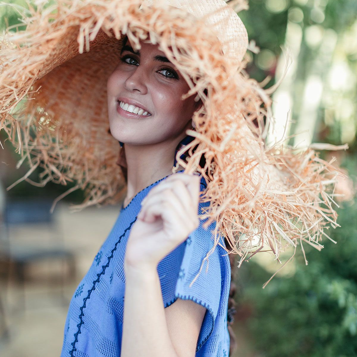 Sombrero de rafia MORRIGAN Mujer para Invitadas de Boda - Nana Golmar